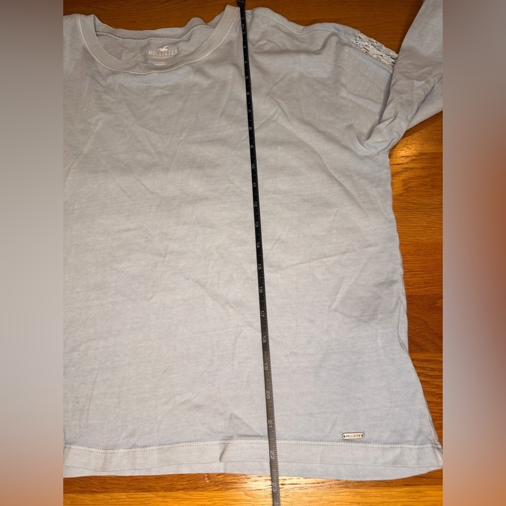 Hollister Lace Sleeve Long Sleeve Top Light Blue Coquette Soft Girl Size M - Picture 5 of 8